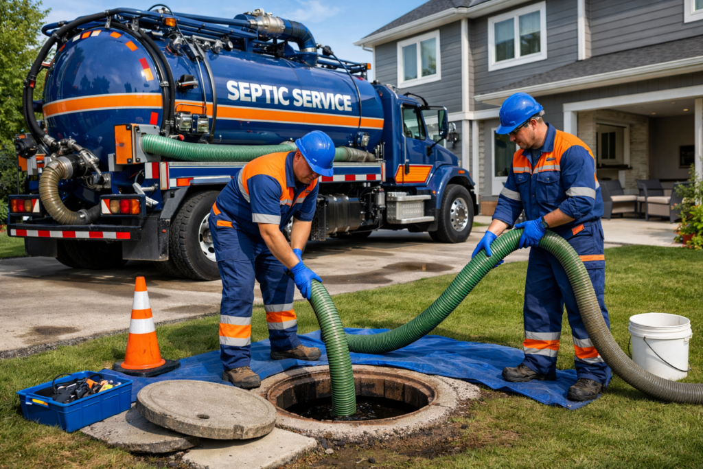 Opération de maintenance de fosse septique